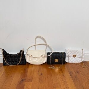 Elegant Black and White Quilted Shoulder Bag